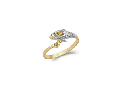 Two Tone Plated Animal Dolphin Ring